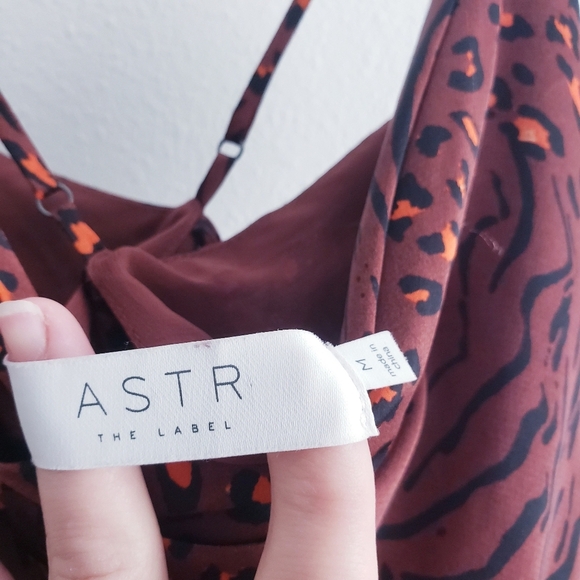 ASTR The Label Gaia Brown Animal Slip Midi Dress - Picture 9 of 10